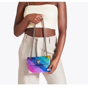 Rainbow Quilted Shoulder Bag with Chain Strap